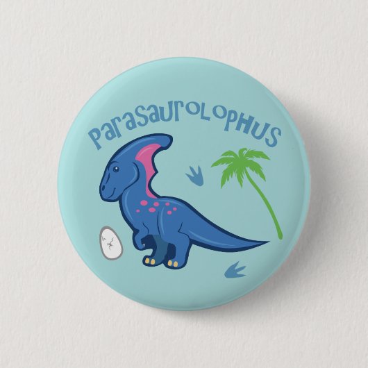 かわいいParasaurolophus 缶バッジ (正面)