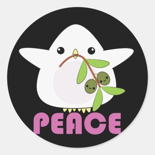 かわいいPeace Dove with Olive Branchステッカー ラウンドシール (正面)
