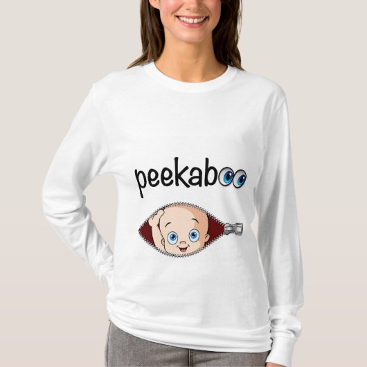 「かわいいPEEK-A-BOOベビー」マタニティシャツ Tシャツ (正面)