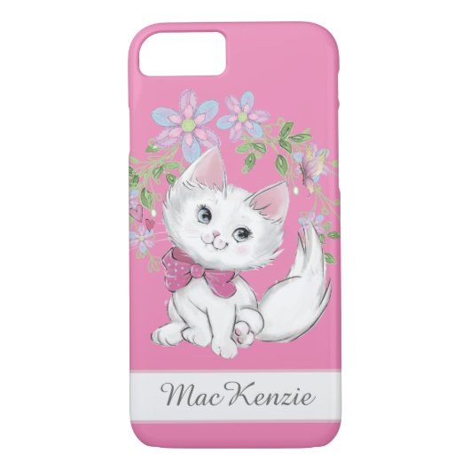 かわいいPInkキッテンとフラワーガールズ Case-Mate iPhoneケース (裏面)