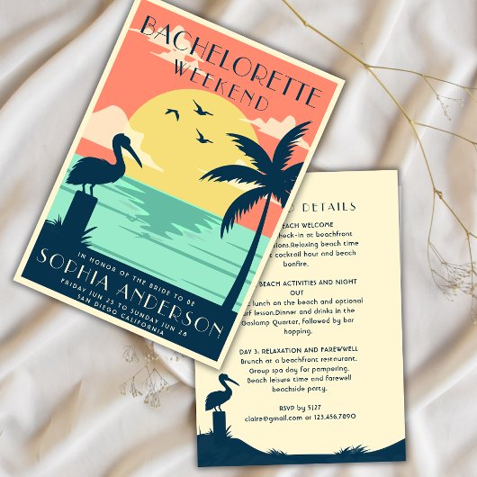 かわいいPInkトロピカルバチェロレッテ週末パーティー 招待状
