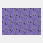 かわいいPInkパープルキャットスパイダーラッピング紙セット – 3 ラッピングペーパーシート (正面2)