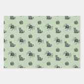 かわいいPInkパープルキャットスパイダーラッピング紙セット – 3 ラッピングペーパーシート (正面3)