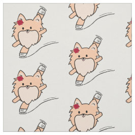 かわいいPOM姿スケートで滑るスパイラル ファブリック