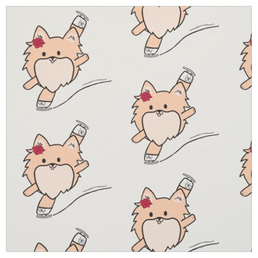 かわいいPOM姿スケートで滑るスパイラル ファブリック (見本)