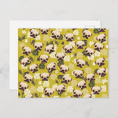 かわいいPUGSはがき ポストカード (正面/裏面)