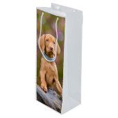 かわいいpuppyeyedハンガリー人のVizsla犬の子犬の写真の ワインギフトバッグ (正面アングル)