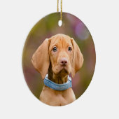 かわいいpuppyeyedハンガリー人のVizsla犬の子犬の写真、 セラミックオーナメント (右)