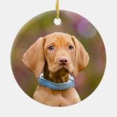 かわいいpuppyeyedハンガリー人のVizsla犬の子犬の写真、 セラミックオーナメント (裏面)
