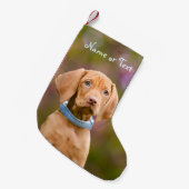 かわいいpuppyeyedハンガリー人のVizsla犬の子犬-名前 スモールクリスマスストッキング (正面 (吊り時))