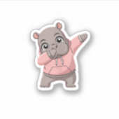かわいいPygmy Hippo子供たち女の子の男の子ダビングモートウ シール (正面)