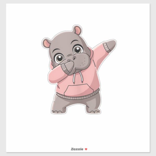 かわいいPygmy Hippo子供たち女の子の男の子ダビングモートウ シール (シート)