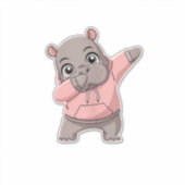 かわいいPygmy Hippo子供たち女の子の男の子ダビングモートウ シール (正面)