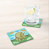 かわいいRAWRトリケラトプス スクエアペーパーコースター (インサイチュ)