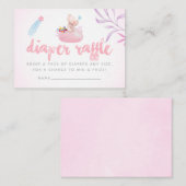 かわいいRhino Unicornベビーガールシャワーオムツラッフル エンクロージャーカード (正面/裏面)