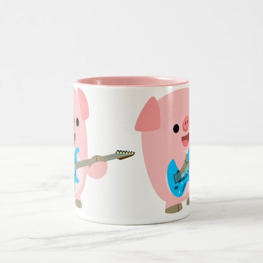 かわいいRockinの漫画のブタのマグ ツートーンマグカップ (中央)