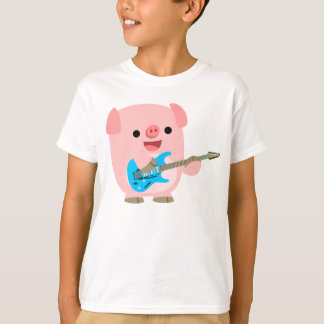 かわいいRockinの漫画のブタの子供のTシャツ Tシャツ