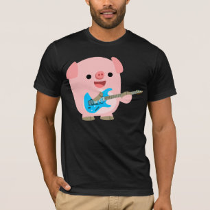 かわいいRockinの漫画のブタのTシャツ Tシャツ
