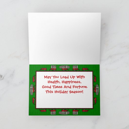 かわいいRVのヴィンテージのおもちゃの運送業者のキャンピングカートレーラー シーズンカード (内部)