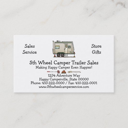 かわいいRVのヴィンテージのおもちゃの運送業者のキャンピングカー旅行トレーラー 名刺 (正面)