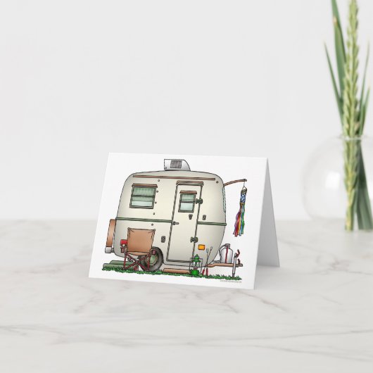 かわいいRVのヴィンテージのガラス卵のキャンピングカー旅行トレーラー カード (正面)
