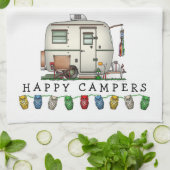 かわいいRVのヴィンテージのガラス卵のキャンピングカー旅行トレーラー キッチンタオル (折り畳み)