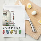 かわいいRVのヴィンテージのガラス卵のキャンピングカー旅行トレーラー キッチンタオル (四つ折り)