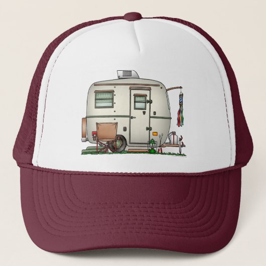 かわいいRVのヴィンテージのガラス卵のキャンピングカー旅行トレーラー キャップ (正面)
