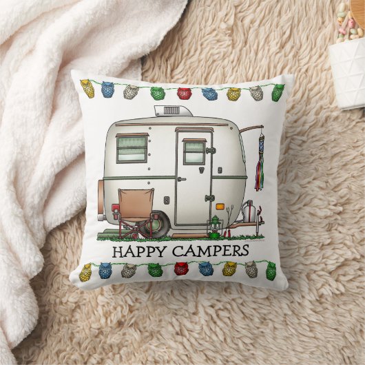 かわいいRVのヴィンテージのガラス卵のキャンピングカー旅行トレーラー クッション (ブランケット)