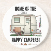 かわいいRVのヴィンテージのガラス卵のキャンピングカー旅行トレーラー コースター (正面)