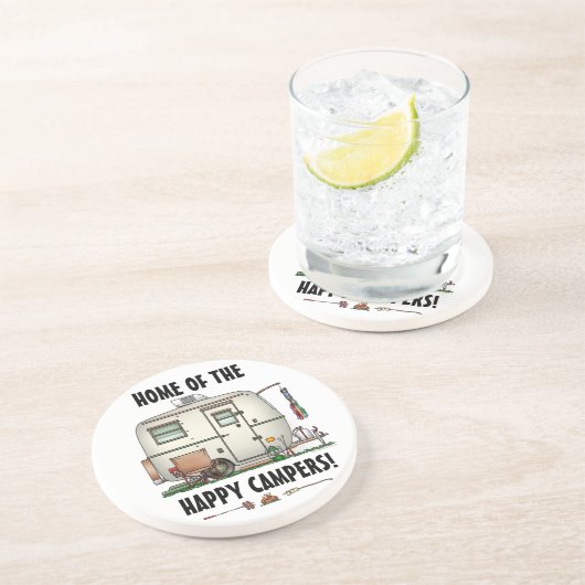 かわいいRVのヴィンテージのガラス卵のキャンピングカー旅行トレーラー コースター (側面)