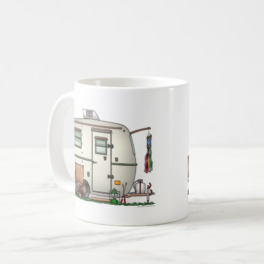 かわいいRVのヴィンテージのガラス卵のキャンピングカー旅行トレーラー コーヒーマグカップ (正面左)