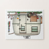 かわいいRVのヴィンテージのガラス卵のキャンピングカー旅行トレーラー ジグソーパズル (横)