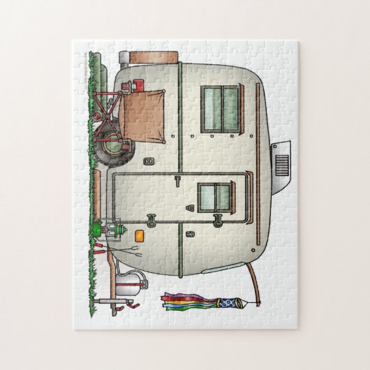 かわいいRVのヴィンテージのガラス卵のキャンピングカー旅行トレーラー ジグソーパズル (縦)