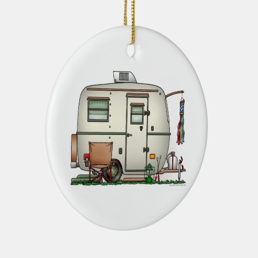 かわいいRVのヴィンテージのガラス卵のキャンピングカー旅行トレーラー セラミックオーナメント (右)