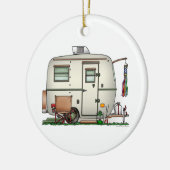 かわいいRVのヴィンテージのガラス卵のキャンピングカー旅行トレーラー セラミックオーナメント (左)