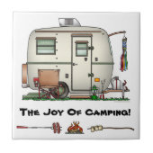 かわいいRVのヴィンテージのガラス卵のキャンピングカー旅行トレーラー タイル (正面)