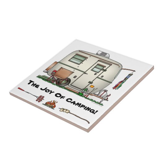 かわいいRVのヴィンテージのガラス卵のキャンピングカー旅行トレーラー タイル (側面)