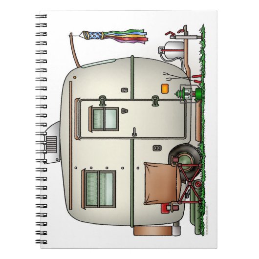 かわいいRVのヴィンテージのガラス卵のキャンピングカー旅行トレーラー ノートブック (正面)