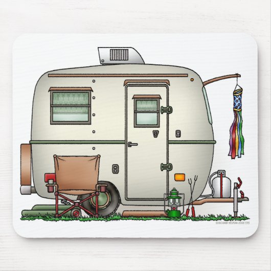 かわいいRVのヴィンテージのガラス卵のキャンピングカー旅行トレーラー マウスパッド (正面)
