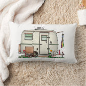 かわいいRVのヴィンテージのガラス卵のキャンピングカー旅行トレーラー ランバークッション (ブランケット)