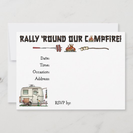 かわいいRVのヴィンテージのガラス卵のキャンピングカー旅行トレーラー 招待状 (正面)