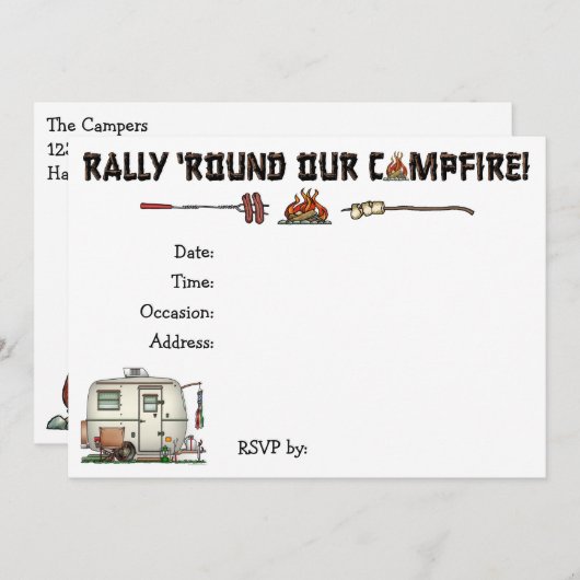 かわいいRVのヴィンテージのガラス卵のキャンピングカー旅行トレーラー 招待状 (正面/裏面)
