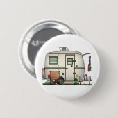 かわいいRVのヴィンテージのガラス卵のキャンピングカー旅行トレーラー 缶バッジ (正面&裏面)