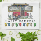 かわいいRVのヴィンテージのポップアップキャンピングカー旅行トレーラー キッチンタオル (折り畳み)