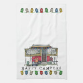 かわいいRVのヴィンテージのポップアップキャンピングカー旅行トレーラー キッチンタオル (縦)