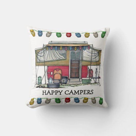 かわいいRVのヴィンテージのポップアップキャンピングカー旅行トレーラー クッション (正面)