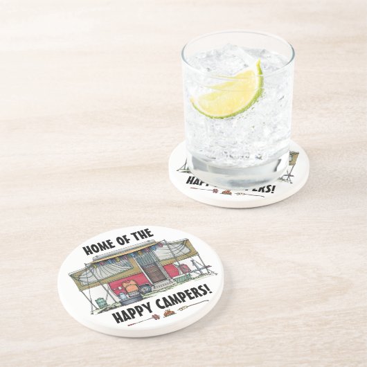 かわいいRVのヴィンテージのポップアップキャンピングカー旅行トレーラー コースター (側面)