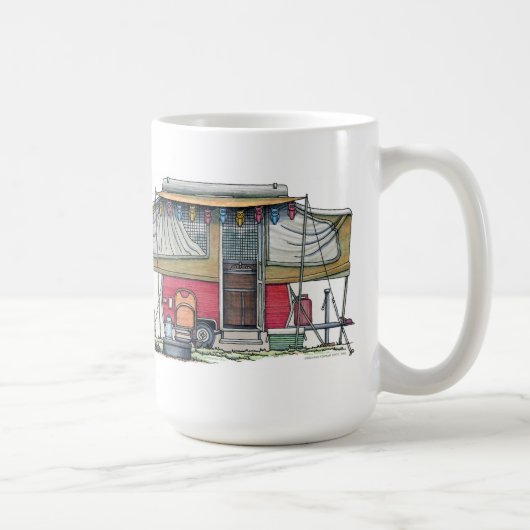 かわいいRVのヴィンテージのポップアップキャンピングカー旅行トレーラー コーヒーマグカップ (右)