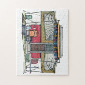 かわいいRVのヴィンテージのポップアップキャンピングカー旅行トレーラー ジグソーパズル (縦)